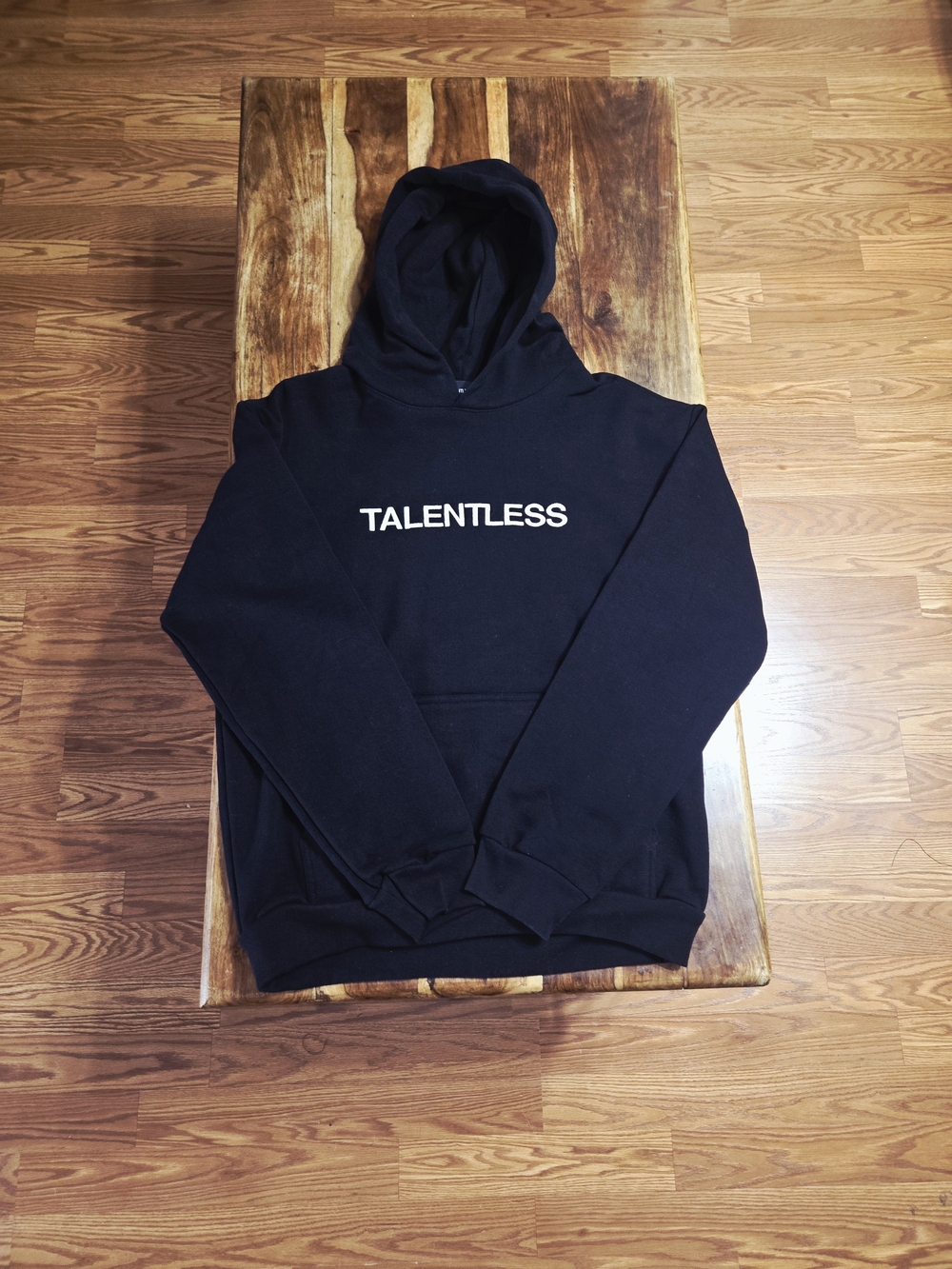 TALENTLESS Unisex Black Hoodie with White Logo